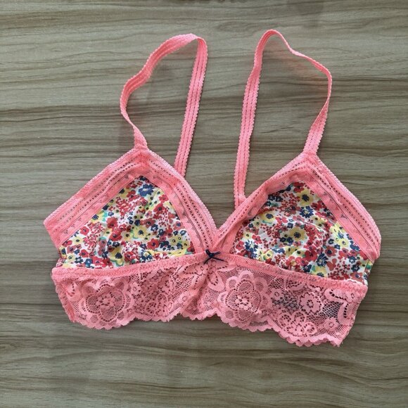 NWOT Aerie American Eagle Bras Set of 3 S Eyelet Lace Bralette Balconette Pink - Picture 4 of 9